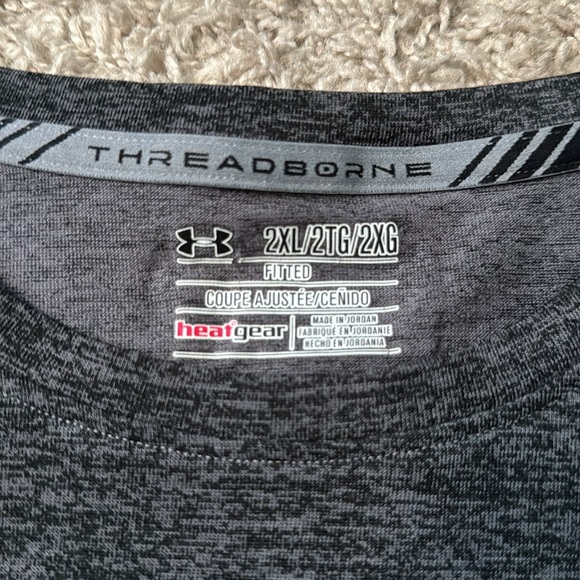 EUC Mens Under Armour Threadborne Fitted Heathered Gray HeatGear SS Shirt SZ 2XL - Picture 3 of 6